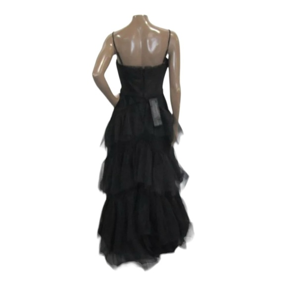 BCBGMaxAzria Black Corset Tulle Tiered Ruffle Formal Maxi Gown Size US 6 NWT - Picture 11 of 13